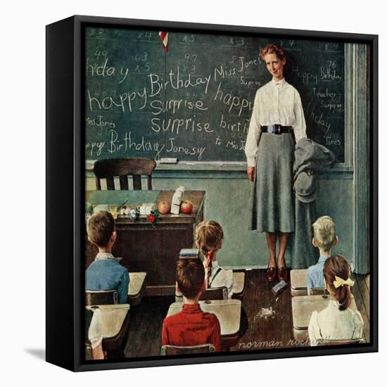 "Happy Birthday, Miss Jones", March 17,1956-Norman Rockwell-Framed Premier Image Canvas