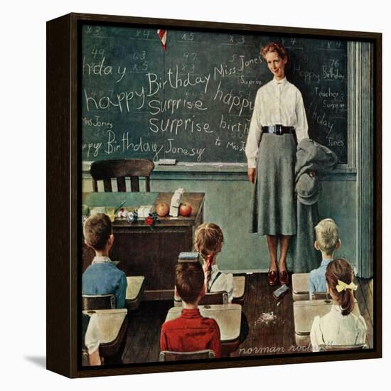 "Happy Birthday, Miss Jones", March 17,1956-Norman Rockwell-Framed Premier Image Canvas