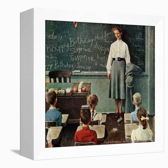 "Happy Birthday, Miss Jones", March 17,1956-Norman Rockwell-Framed Premier Image Canvas