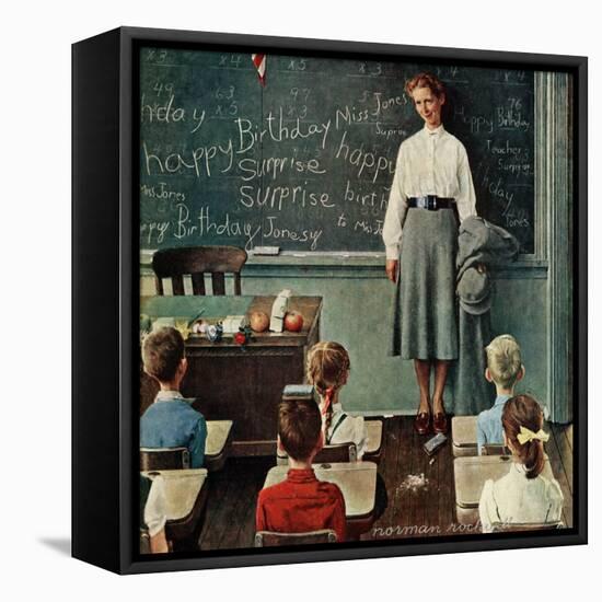 "Happy Birthday, Miss Jones", March 17,1956-Norman Rockwell-Framed Premier Image Canvas