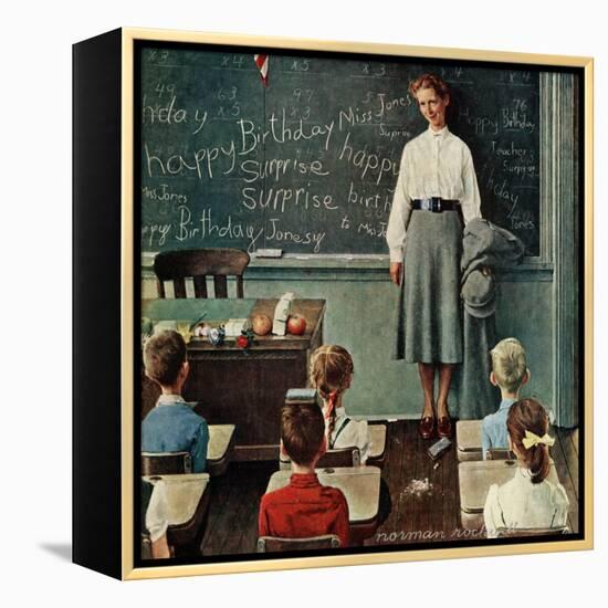 "Happy Birthday, Miss Jones", March 17,1956-Norman Rockwell-Framed Premier Image Canvas