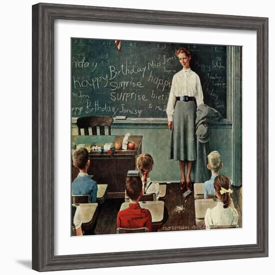 "Happy Birthday, Miss Jones", March 17,1956-Norman Rockwell-Framed Giclee Print