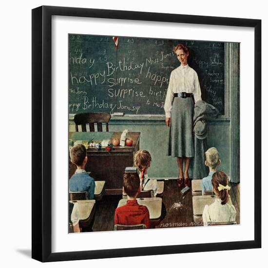 "Happy Birthday, Miss Jones", March 17,1956-Norman Rockwell-Framed Giclee Print