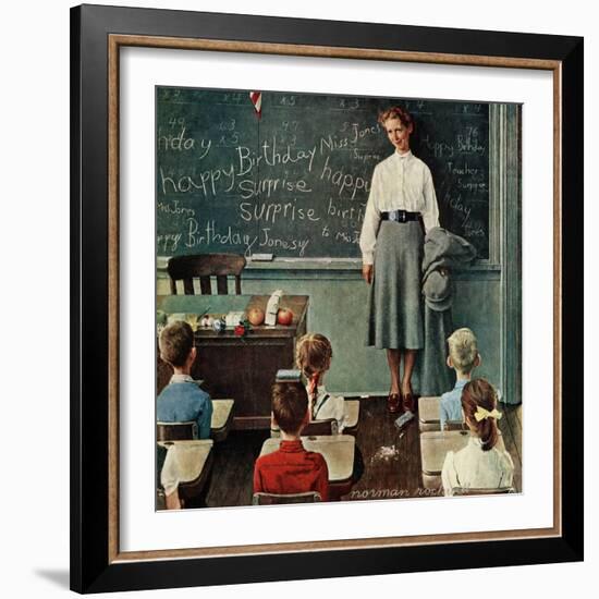 "Happy Birthday, Miss Jones", March 17,1956-Norman Rockwell-Framed Giclee Print