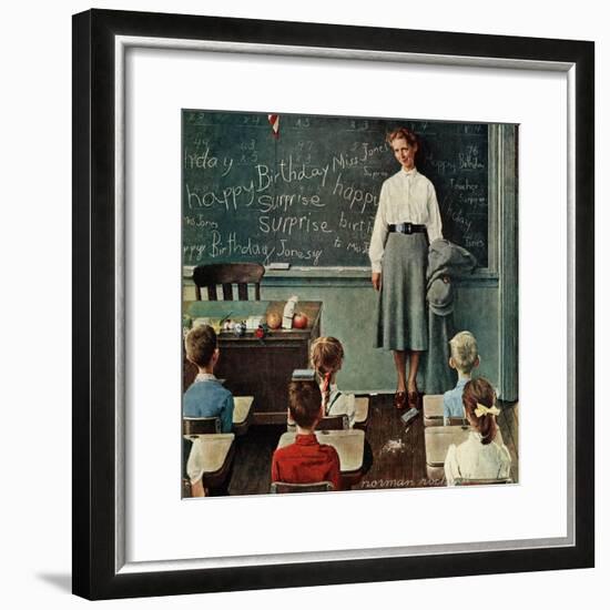 "Happy Birthday, Miss Jones", March 17,1956-Norman Rockwell-Framed Premium Giclee Print