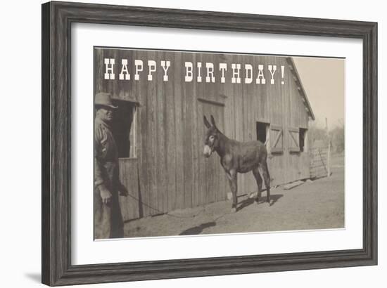 Happy Birthday, Mule and Man-null-Framed Art Print