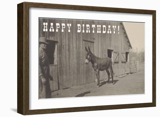 Happy Birthday, Mule and Man-null-Framed Art Print