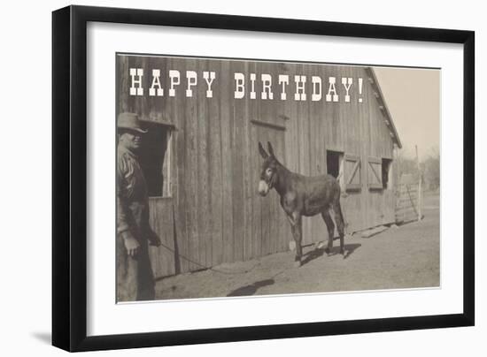 Happy Birthday, Mule and Man-null-Framed Art Print