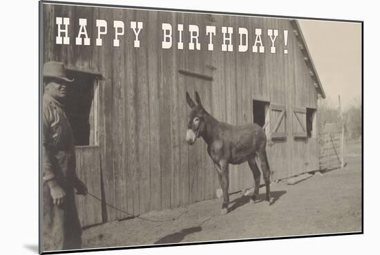 Happy Birthday, Mule and Man-null-Mounted Art Print