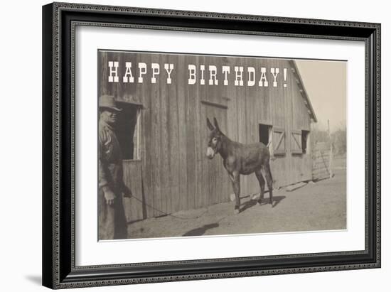 Happy Birthday, Mule and Man-null-Framed Art Print