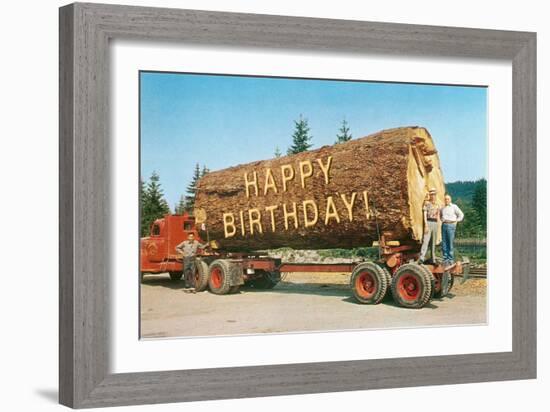 Happy Birthday on Giant Log-null-Framed Art Print