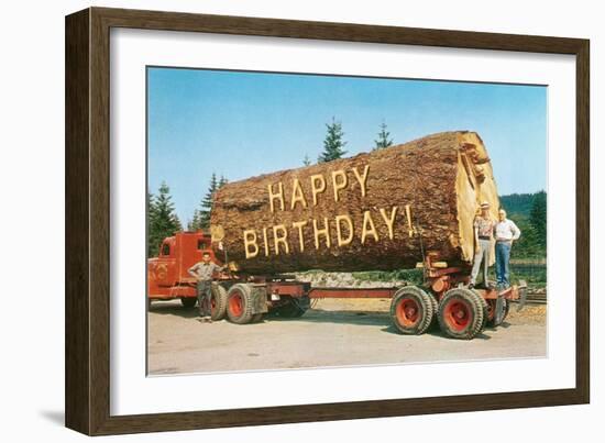 Happy Birthday on Giant Log-null-Framed Art Print