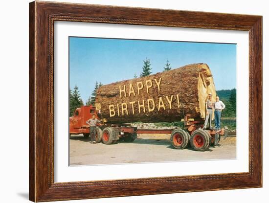 Happy Birthday on Giant Log-null-Framed Art Print