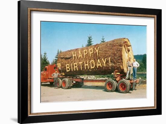 Happy Birthday on Giant Log-null-Framed Art Print
