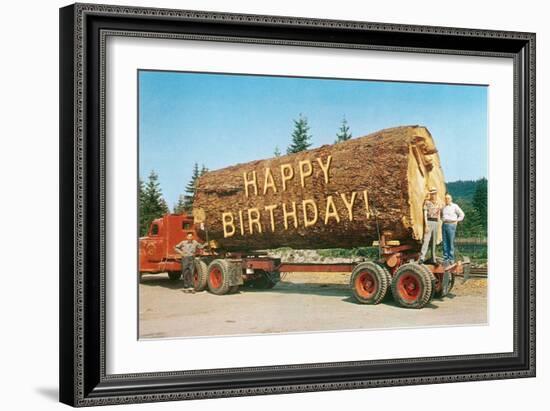 Happy Birthday on Giant Log-null-Framed Art Print