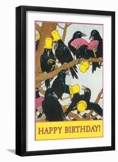 Happy Birthday, Raven Party-null-Framed Art Print