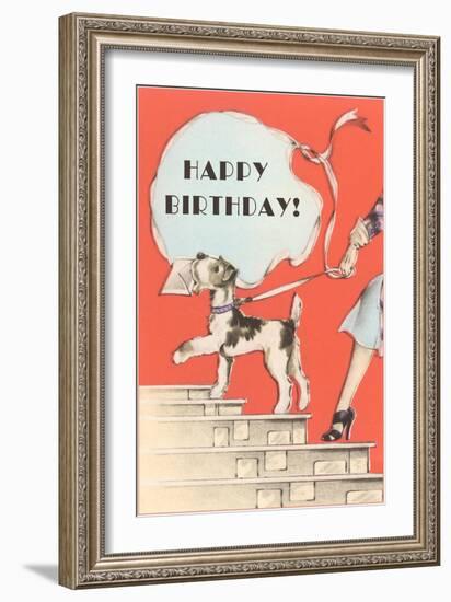 Happy Birthday, Schnauzer with Letter-null-Framed Art Print