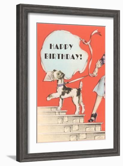 Happy Birthday, Schnauzer with Letter-null-Framed Art Print