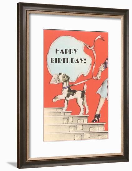 Happy Birthday, Schnauzer with Letter-null-Framed Art Print