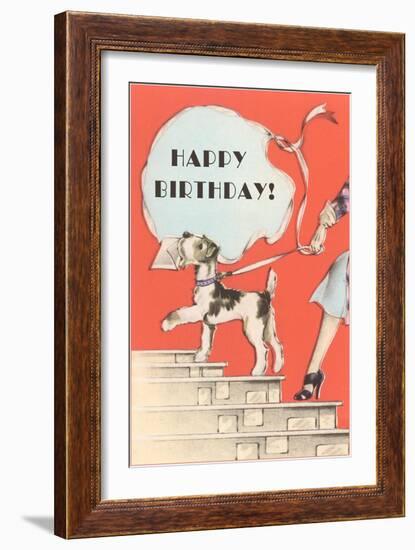 Happy Birthday, Schnauzer with Letter-null-Framed Art Print