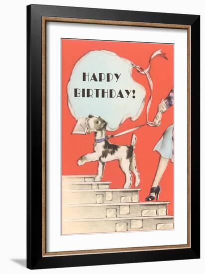 Happy Birthday, Schnauzer with Letter-null-Framed Art Print