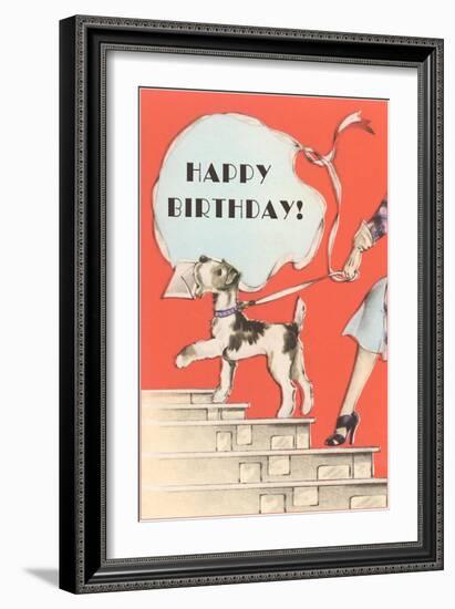 Happy Birthday, Schnauzer with Letter-null-Framed Art Print