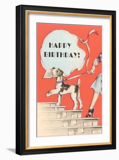 Happy Birthday, Schnauzer with Letter-null-Framed Art Print