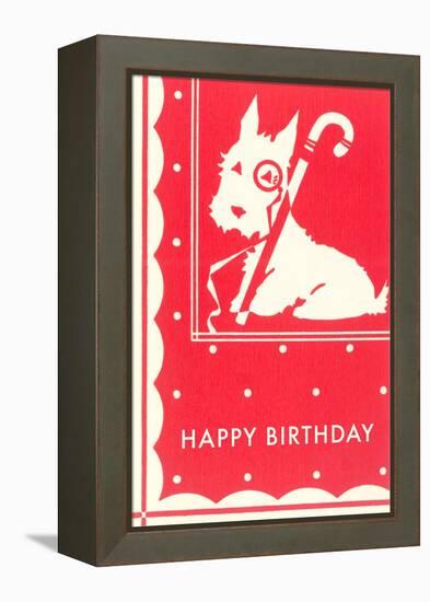 Happy Birthday Scottie Dog with Cane-null-Framed Stretched Canvas