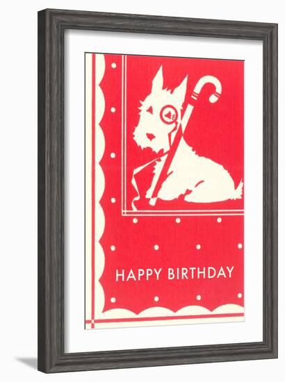 Happy Birthday Scottie Dog with Cane-null-Framed Art Print