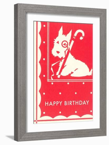 Happy Birthday Scottie Dog with Cane-null-Framed Art Print