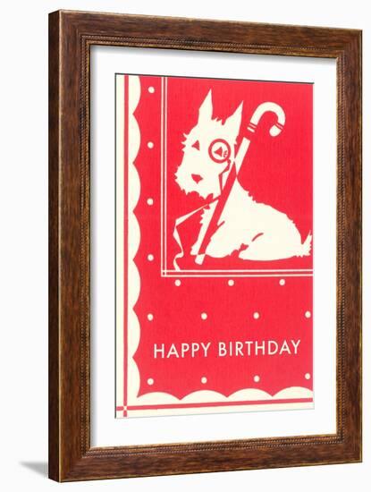 Happy Birthday Scottie Dog with Cane-null-Framed Art Print