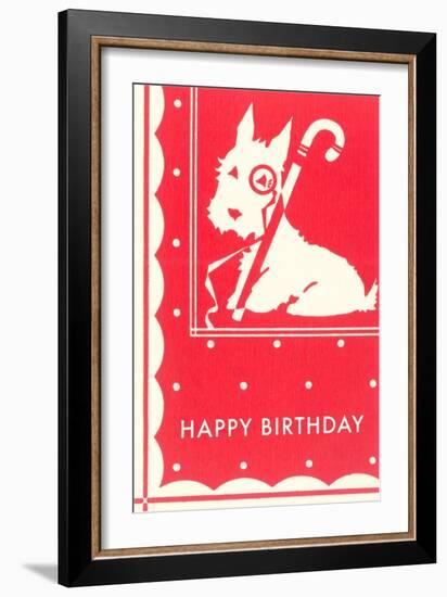 Happy Birthday Scottie Dog with Cane-null-Framed Art Print