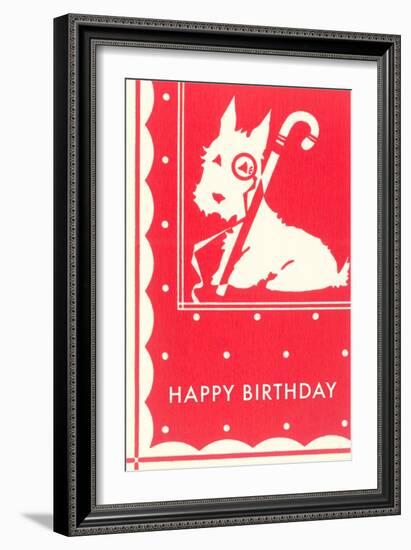 Happy Birthday Scottie Dog with Cane-null-Framed Art Print