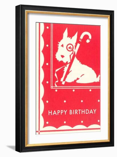 Happy Birthday Scottie Dog with Cane-null-Framed Art Print