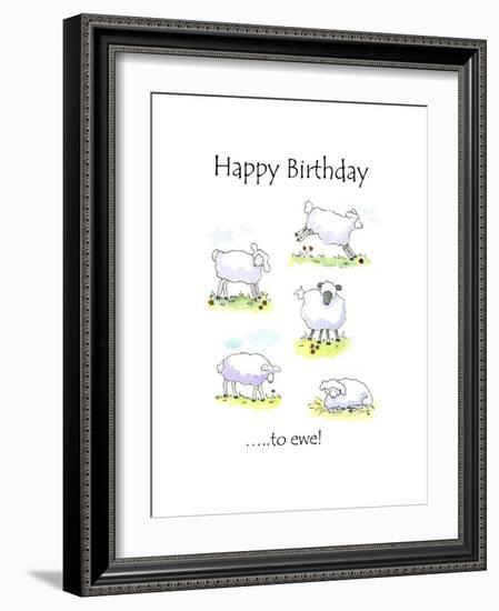 Happy Birthday Sheep-Jennifer Zsolt-Framed Giclee Print