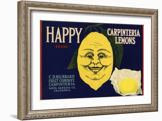 Happy Brand - Carpinteria, California - Citrus Crate Label-Lantern Press-Framed Art Print