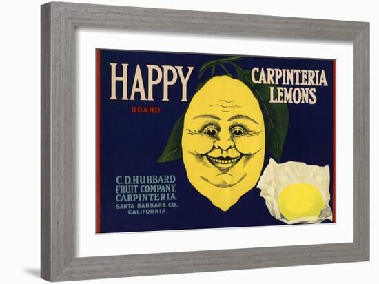 Happy Brand - Carpinteria, California - Citrus Crate Label-Lantern Press-Framed Art Print