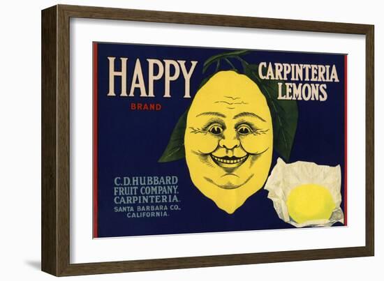 Happy Brand - Carpinteria, California - Citrus Crate Label-Lantern Press-Framed Art Print