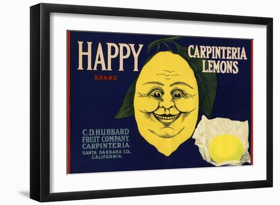 Happy Brand - Carpinteria, California - Citrus Crate Label-Lantern Press-Framed Art Print