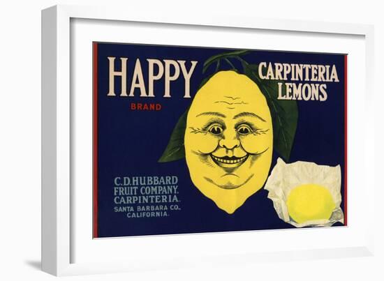 Happy Brand - Carpinteria, California - Citrus Crate Label-Lantern Press-Framed Art Print