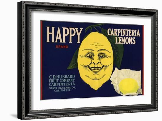 Happy Brand - Carpinteria, California - Citrus Crate Label-Lantern Press-Framed Art Print