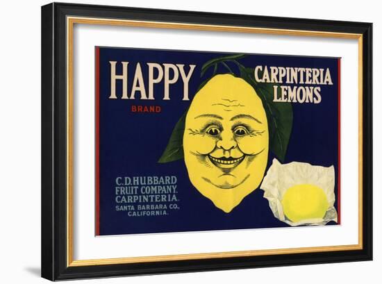 Happy Brand - Carpinteria, California - Citrus Crate Label-Lantern Press-Framed Art Print