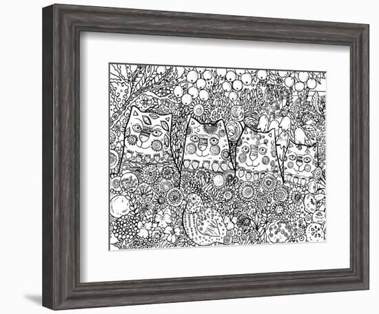 Happy Cats Line Art-Oxana Zaika-Framed Giclee Print