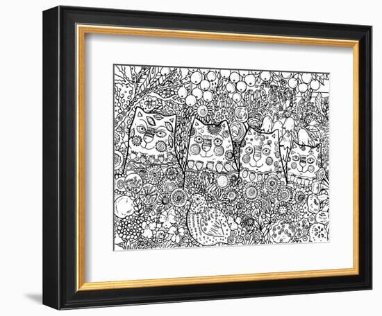 Happy Cats Line Art-Oxana Zaika-Framed Giclee Print