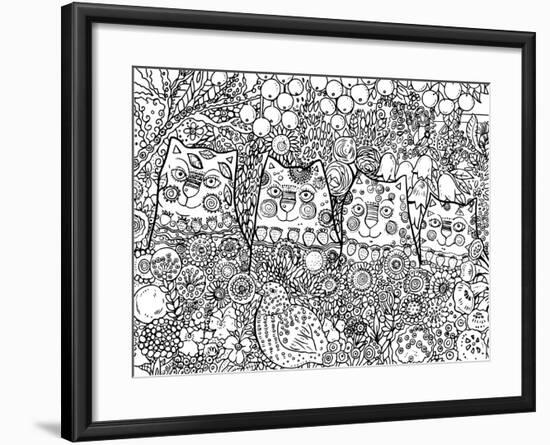 Happy Cats Line Art-Oxana Zaika-Framed Giclee Print