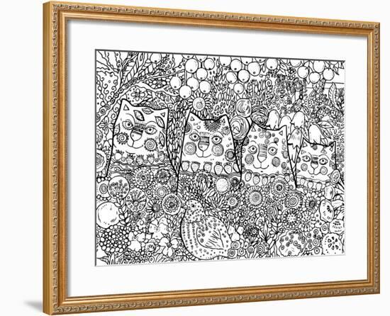 Happy Cats Line Art-Oxana Zaika-Framed Giclee Print