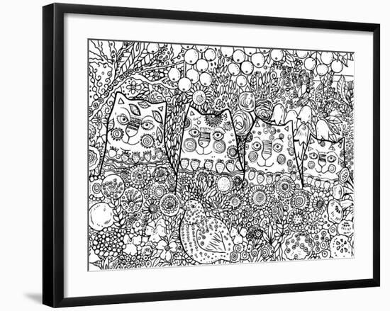 Happy Cats Line Art-Oxana Zaika-Framed Giclee Print