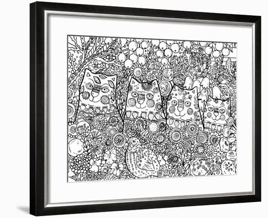 Happy Cats Line Art-Oxana Zaika-Framed Giclee Print