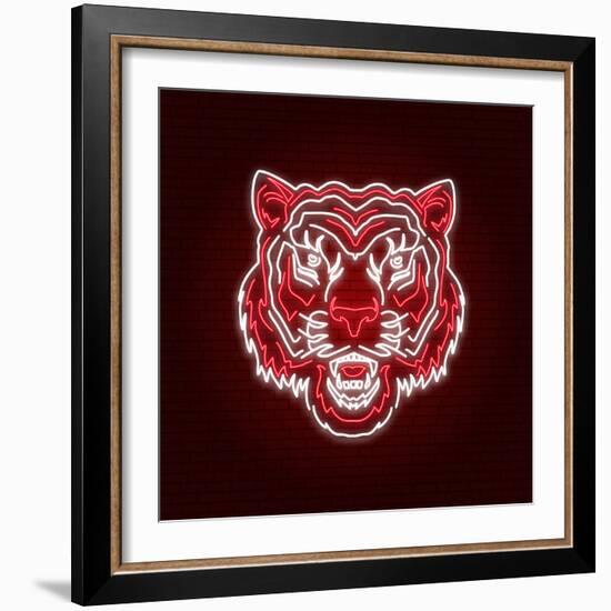 Happy Chinese New Year neon greetings card-Igor Serdiuk-Framed Premium Giclee Print