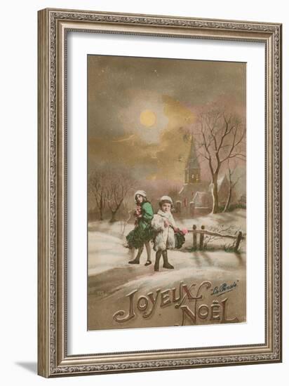 Happy Christmas. Postcard Sent in 1913-French School-Framed Giclee Print